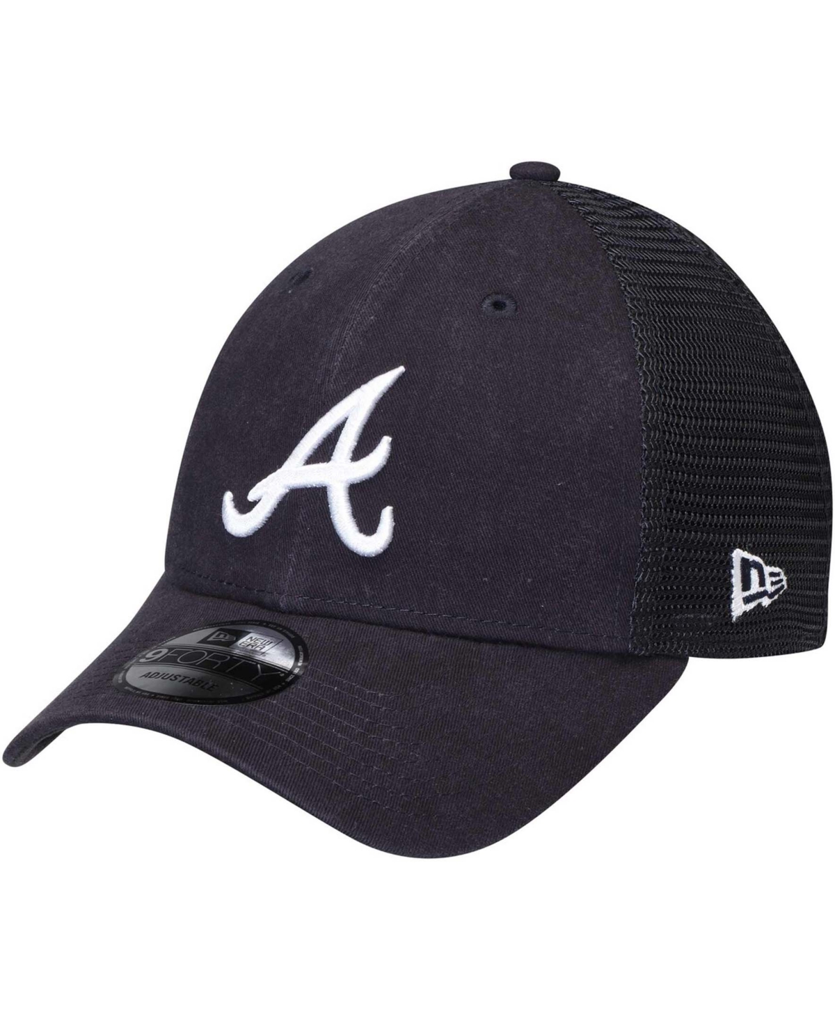 New Era Men's Navy Atlanta Braves Trucker 9forty Adjustable Snapback Hat