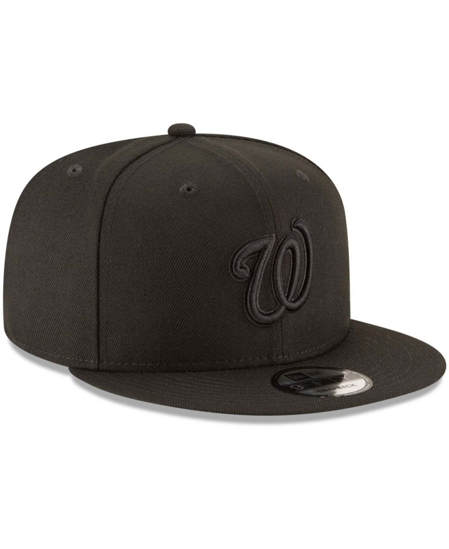 Мужская кепка New Era Black Washington Nationals Black on Black 9FIFTY Team Snapback Adjustable Hat — фото 3