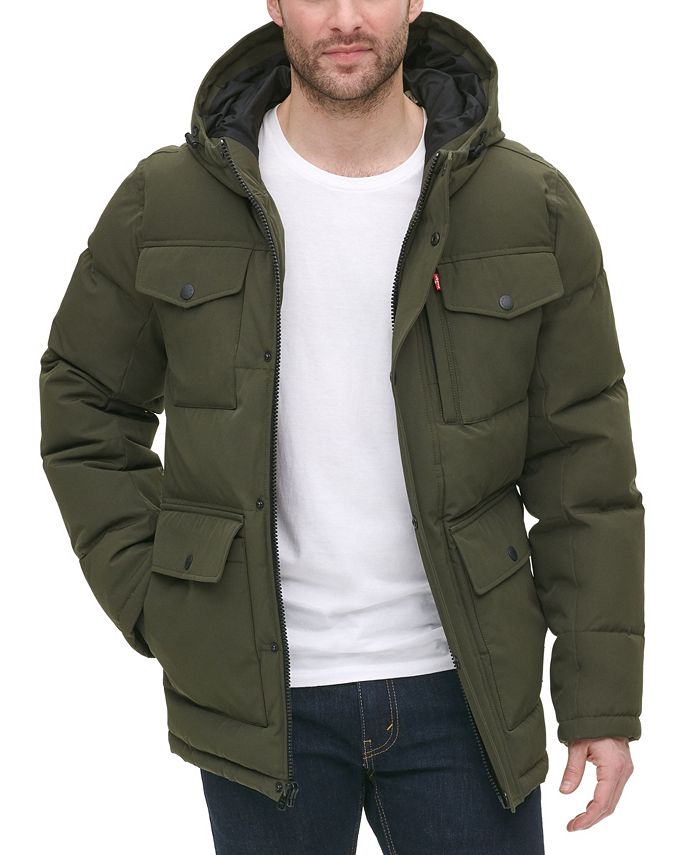 Levi's Men's Quilted Four Pocket Parka Hoody Jacket & Reviews - Coats ...