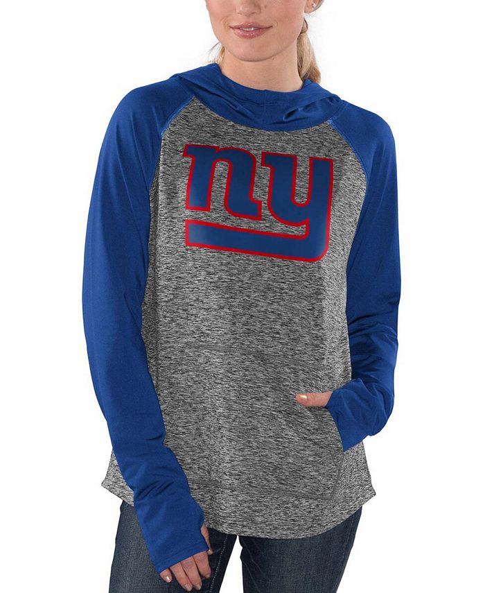 G Iii 4her By Carl Banks Womens Heathered Gray Royal New York Giants Championship Ring Pullover 