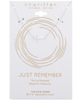Thin East West Cross Station Plated Silver Necklace