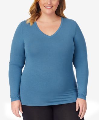 Cuddl Duds - Plus Size Softwear Long-Sleeve V-neck Top