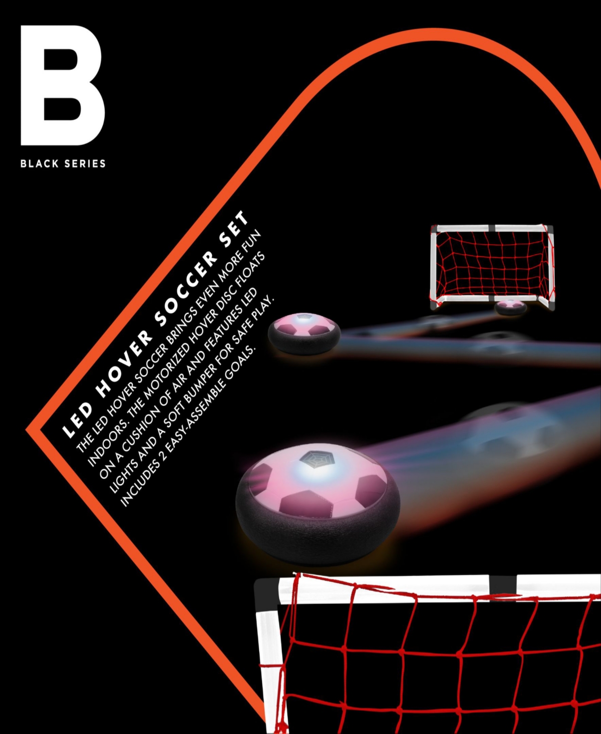 Series Hover Air Led Soccer Game with Hover Disc Floats - Black