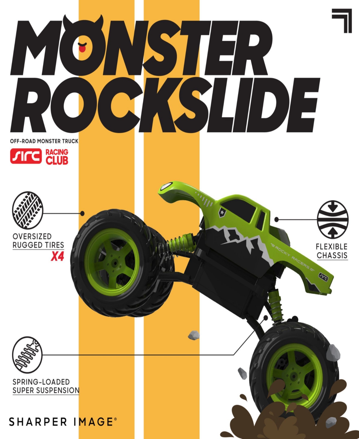 Shop Sharper Image Toy Rc Monster Rockslide, 2.4 Ghz Off-road Monster Truck In Bright Green