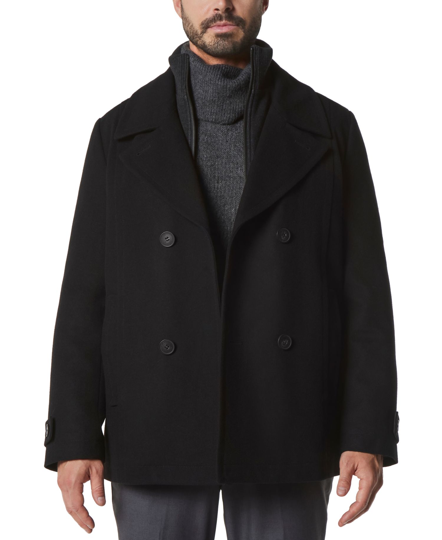 Men's Danton Peacoat with Inset Bib