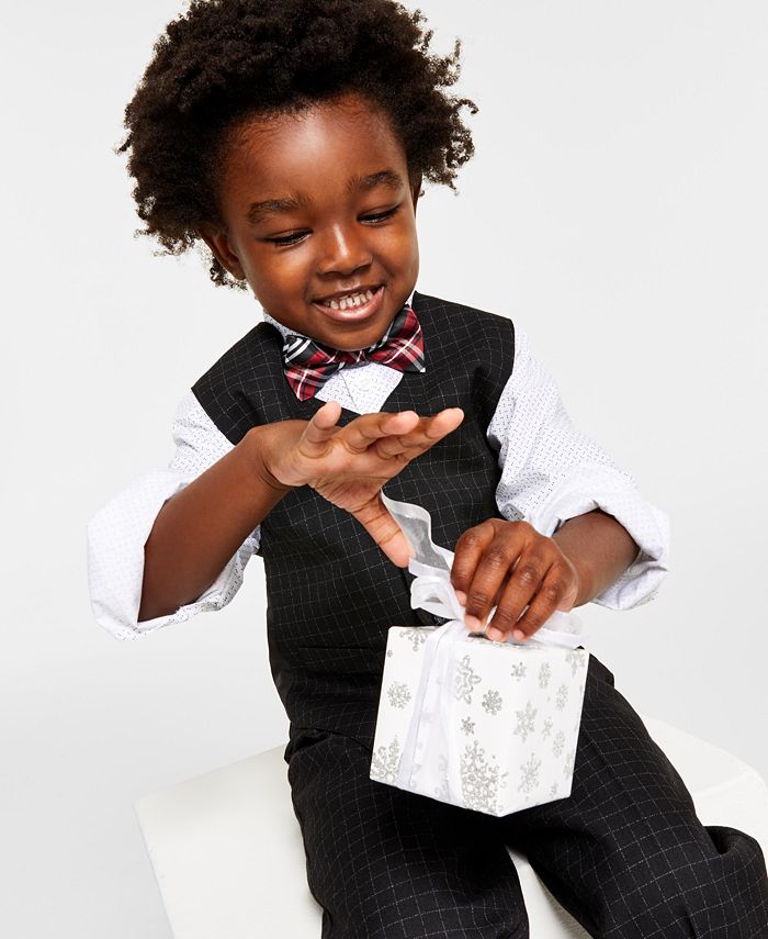 Monaco - Toddler Checked Suit Set with Bow tie - Baby Boy Suit