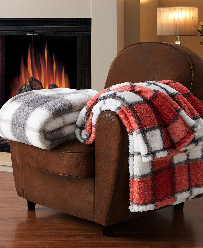 Fireside Plaid Sherpa Throw, 50" x 60" Macy's