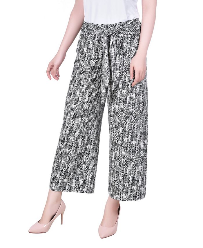 NY Collection Petite Cropped Pull On Pants with Sash & Reviews - Pants ...