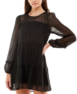 Crystal Doll - Juniors' Swiss Dot Lurex Dress