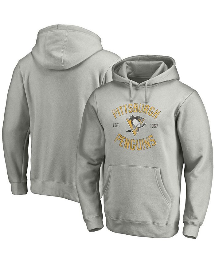 Fanatics Men's Heathered Gray Pittsburgh Penguins Heritage Pullover ...