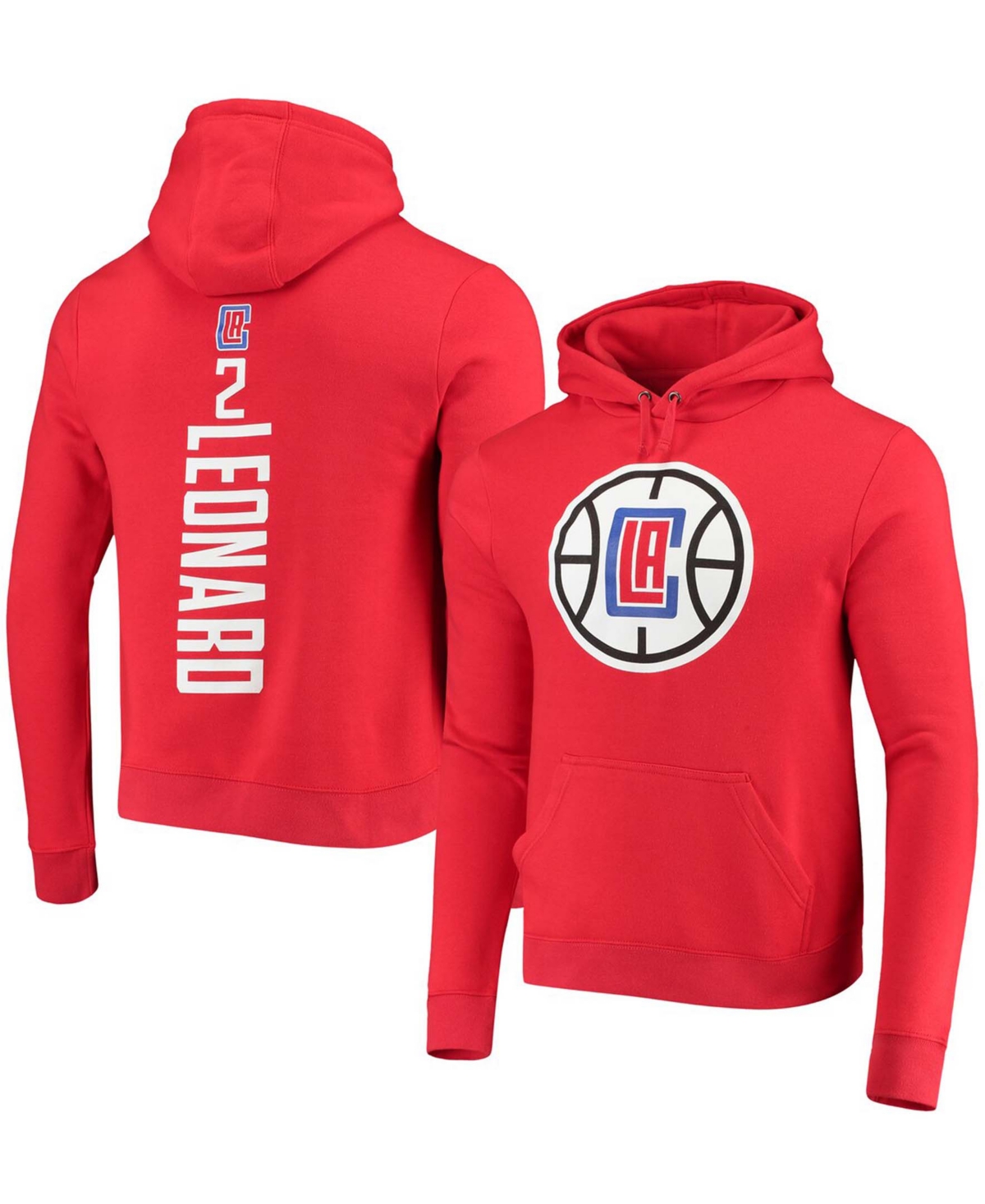 Shop Fanatics Men's Kawhi Leonard Red La Clippers Team Playmaker Name And Number Pullover Hoodie