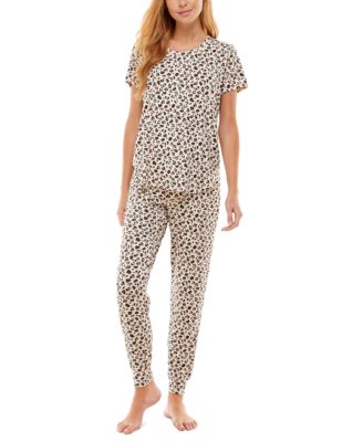 Printed Short Sleeve Top & Jogger Pajama Set