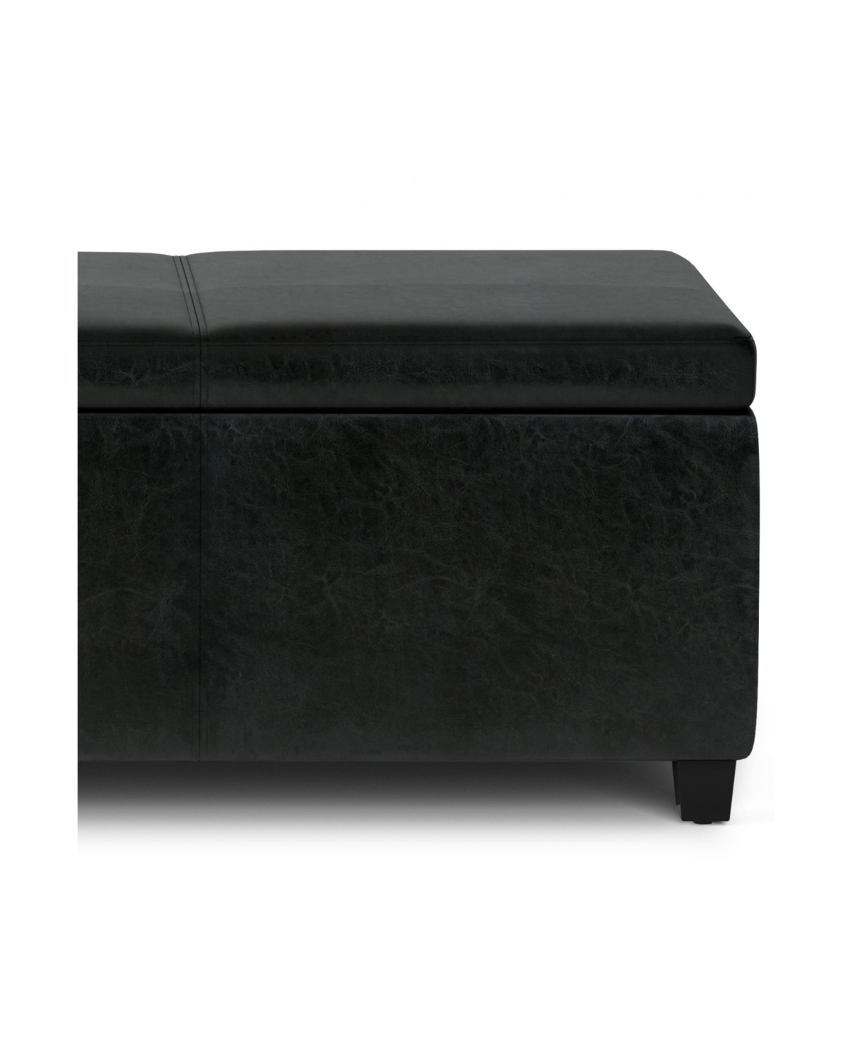 Simpli Home Avalon Extra Large Storage Ottoman Bench In Midnight Black