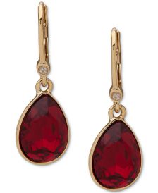 Gold-Tone Stone Teardrop Leverback Drop Earrings