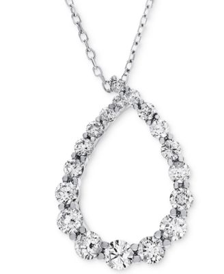 Macy's - Diamond Graduated Teardrop Pendant Necklace (1/2 ct. t.w.) in 14k White Gold, 16" + 2" extender