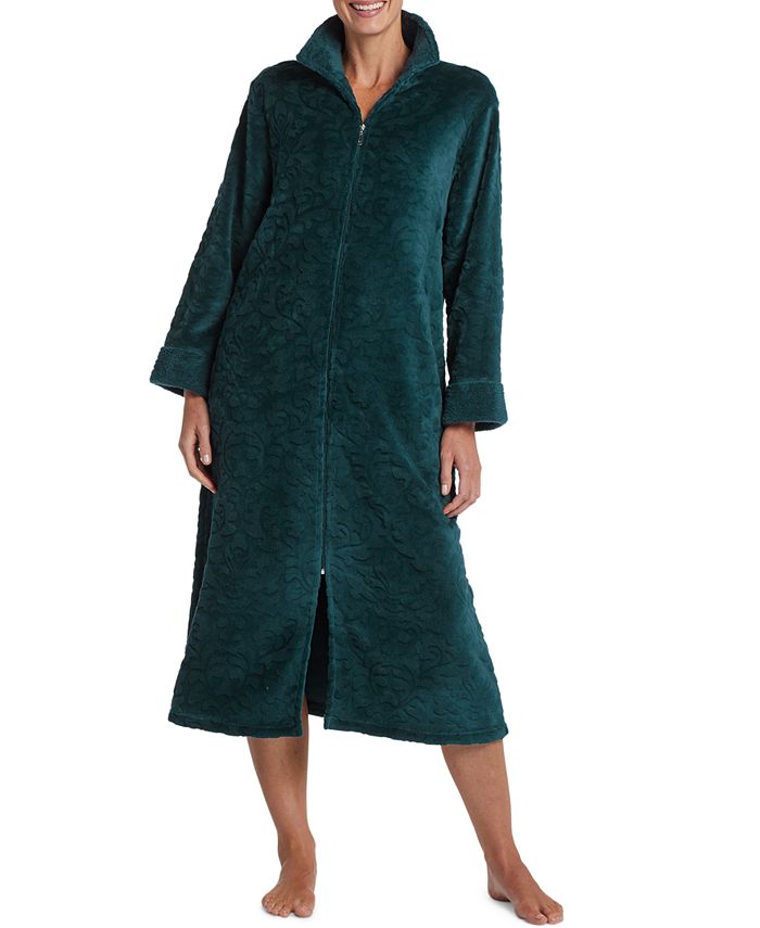 Miss Elaine Embossed Long Zipper Robe Macy's
