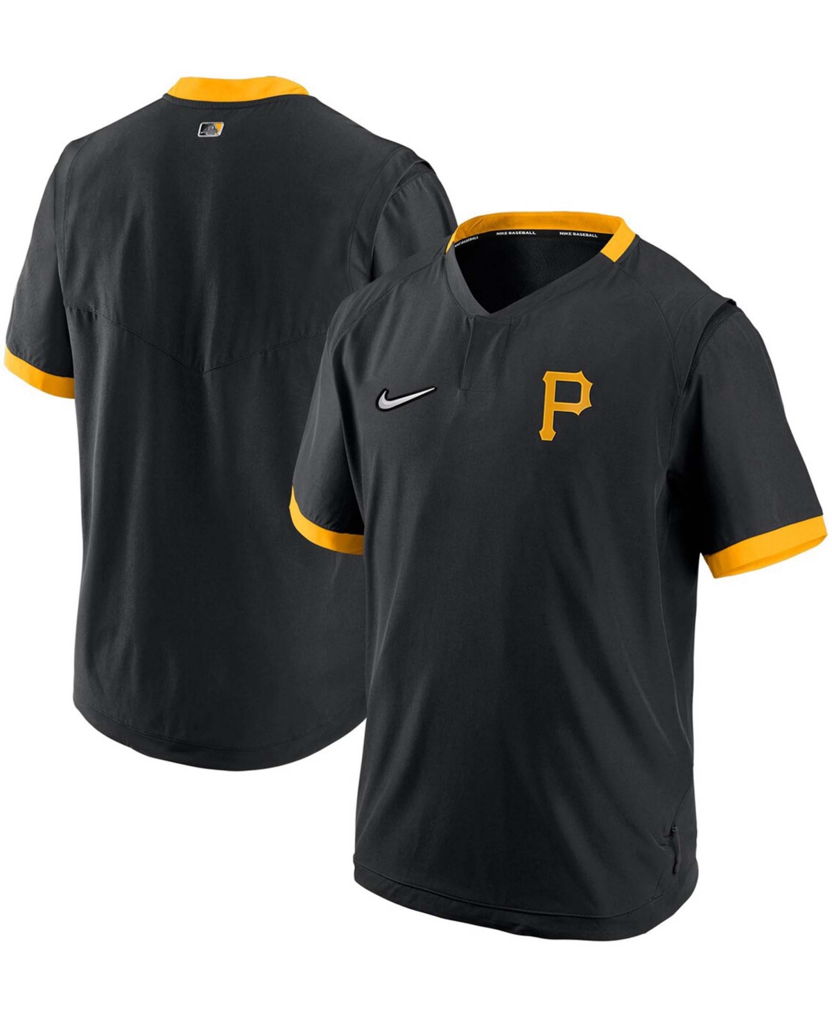 Men's Black, Gold-Tone Pittsburgh Pirates Authentic Collection Short Sleeve Hot Pullover Jacket