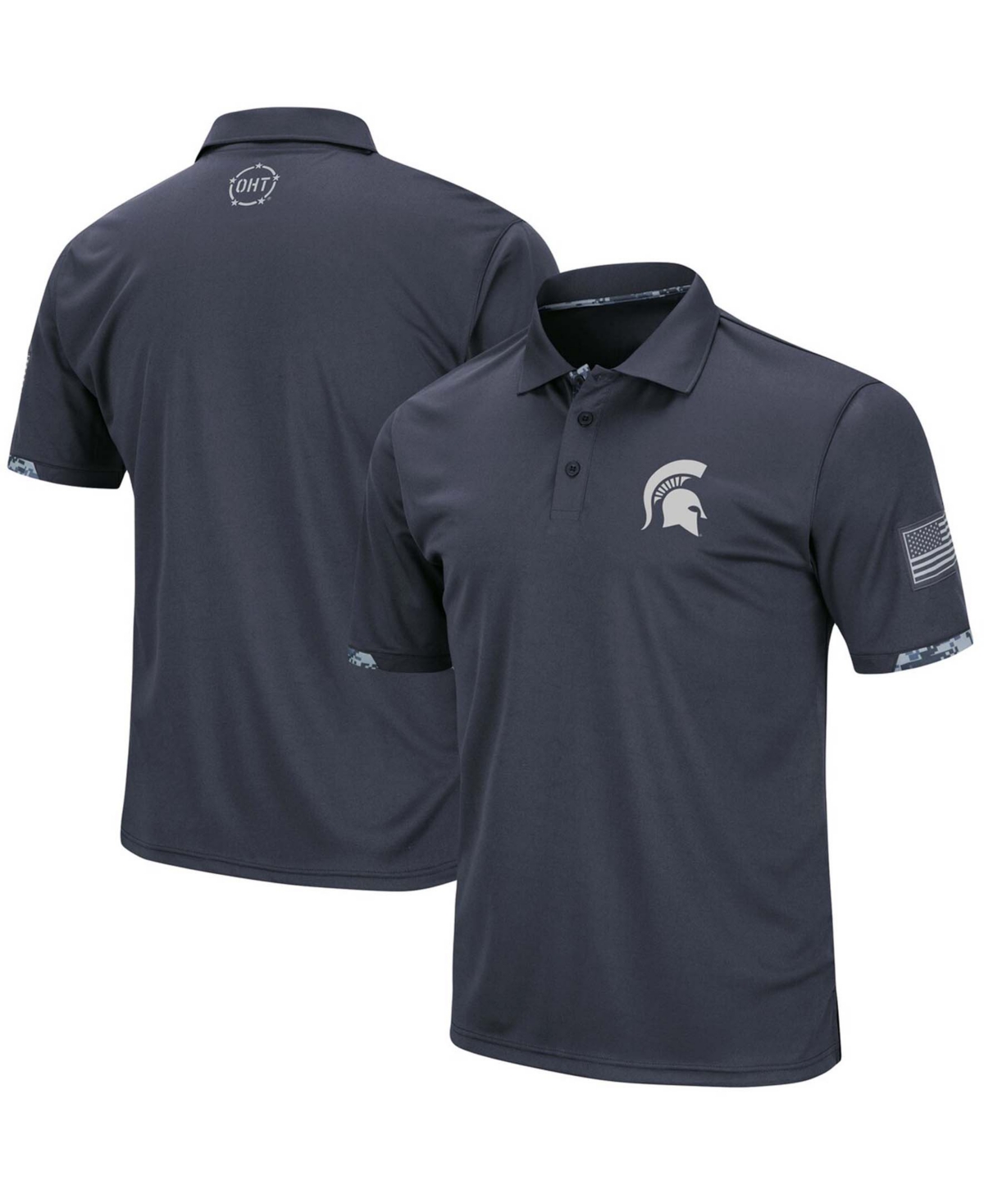 Men's Charcoal Michigan State Spartans Oht Military-Inspired Appreciation Digital Camo Polo Shirt - Charcoal