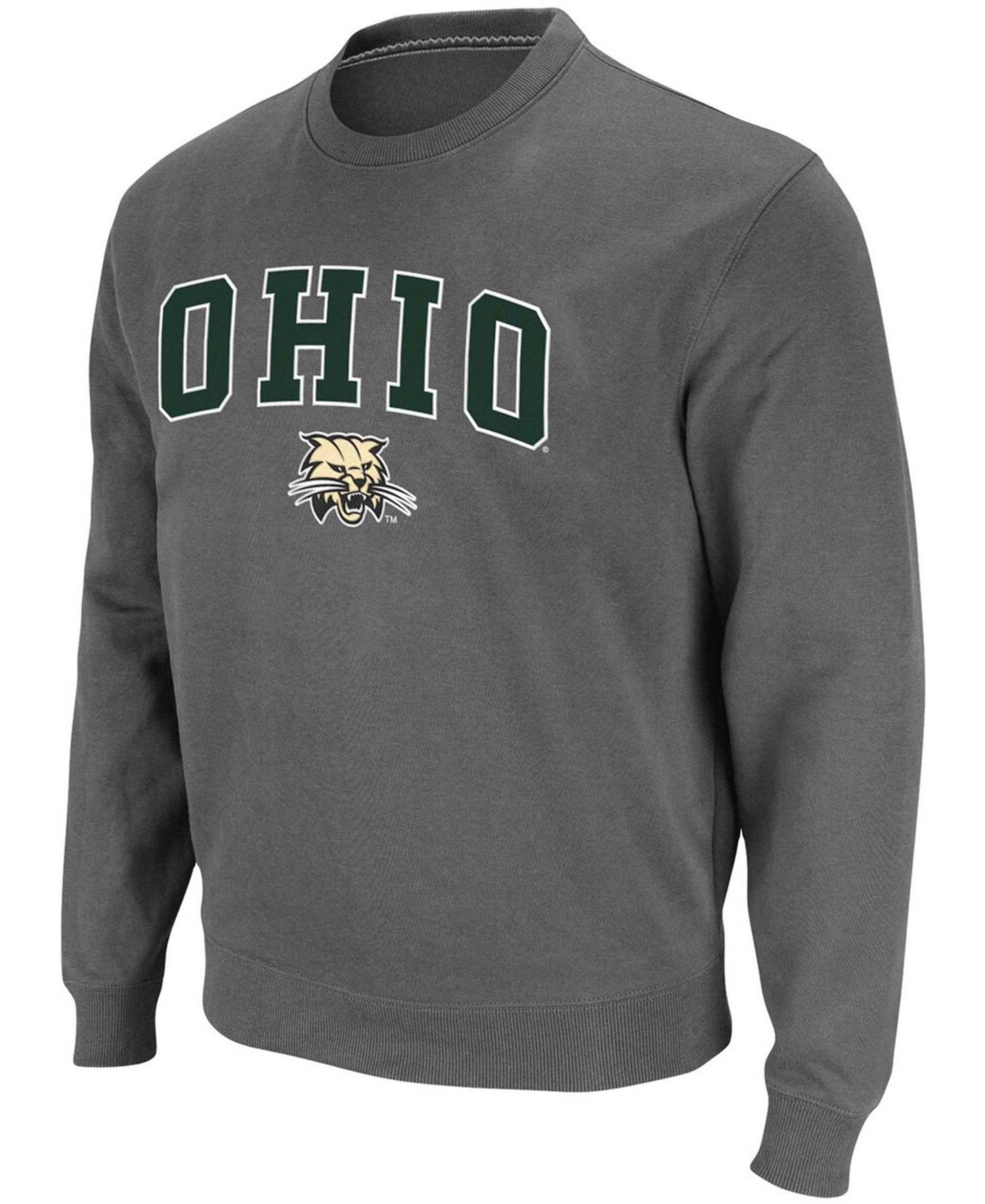 Men's Ohio Bobcats Arch Logo Tackle Twill Pullover Sweatshirt
