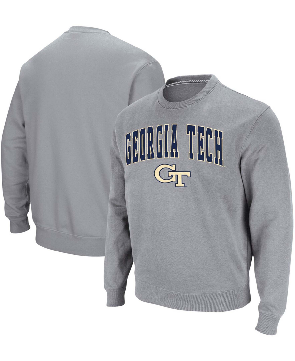 Shop Colosseum Men's  Heathered Gray Georgia Tech Yellow Jackets Arch & Logo Tackle Twill Pullover Sweatsh