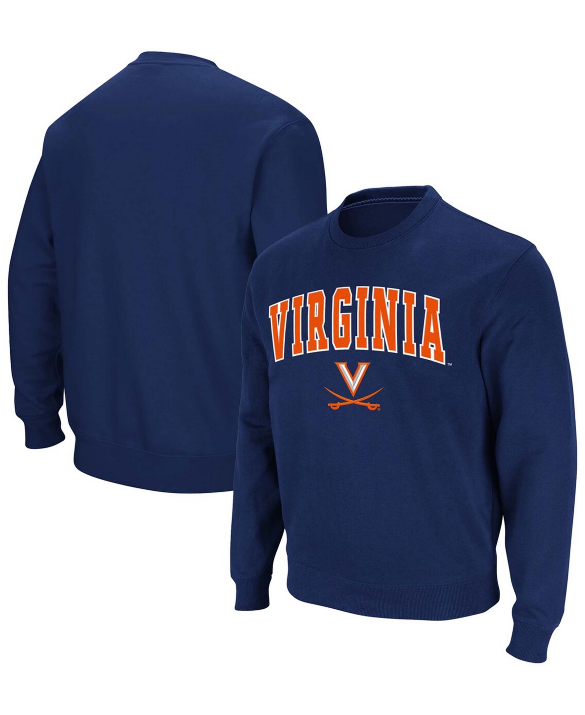 Colosseum Men's Navy Virginia Cavaliers Team Arch Logo Tackle Twill Pullover Sweatshirt