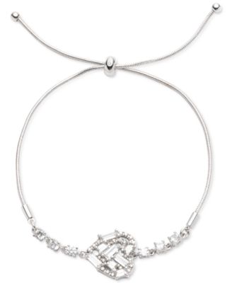 Givenchy - Silver-Tone Cubic Zirconia Heart Slider Bracelet