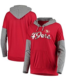 Women's Scarlet, Gray San Francisco 49Ers Without Limits Raglan Pullover Hoodie