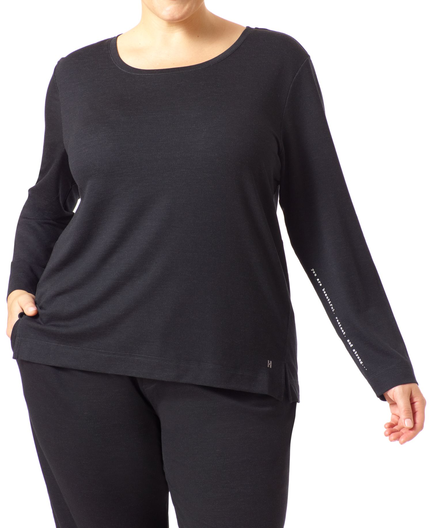 Plus Size Solid Long Sleeve Lounge T-Shirt