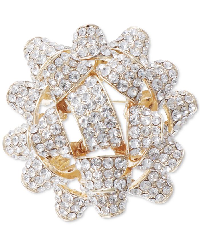Charter Club Gold-Tone Crystal Gift Bow Pin, Created for Macy's - Macy's