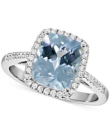 Aquamarine (2-1/2 ct. t.w.) & Diamond (1/5 ct. t.w.) Halo Ring in 14k White Gold