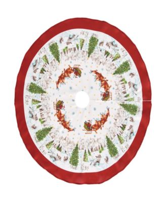 Santa's Snowy Sleighride Christmas Tree Round Skirt