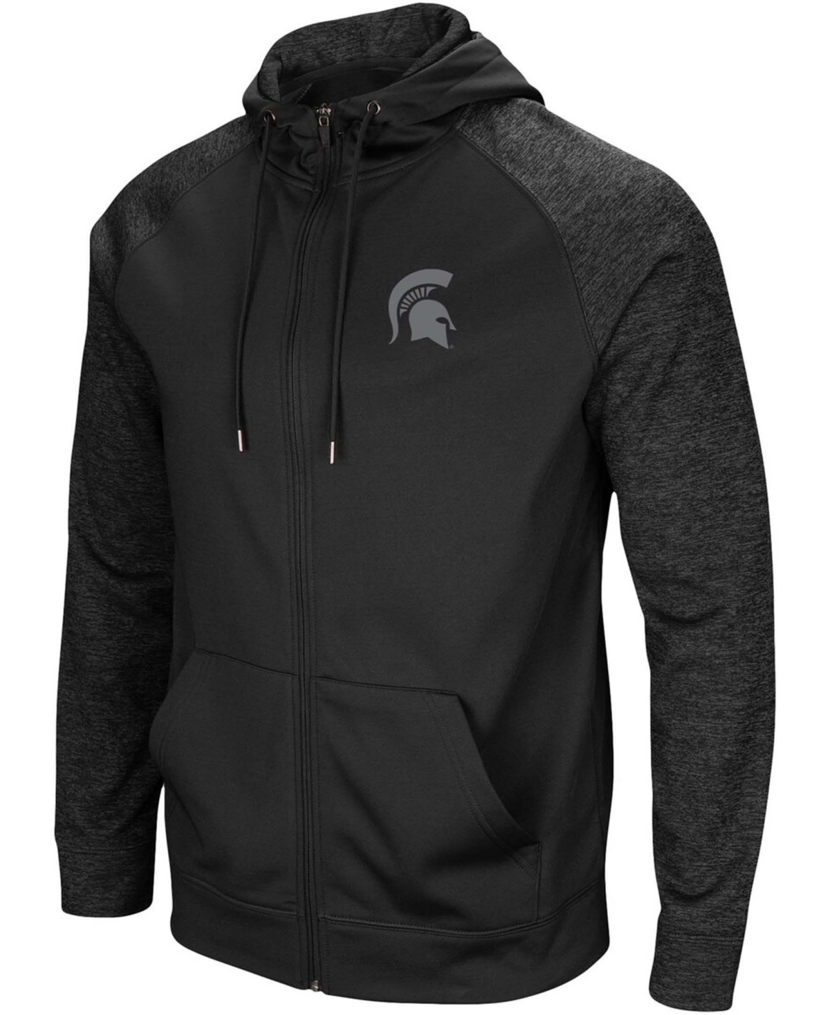 Colosseum Black Michigan State Spartans Blackout 3.0 Tonal Raglan Full-zip Hoodie In Black