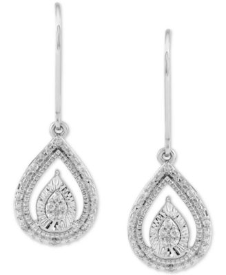 Diamond Teardrop Leverback Drop Earrings (1/10 ct. t.w.) in Sterling Silver