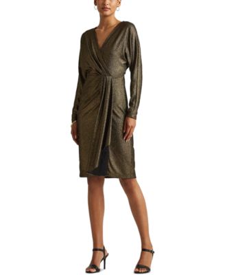 lauren ralph lauren metallic surplice dress