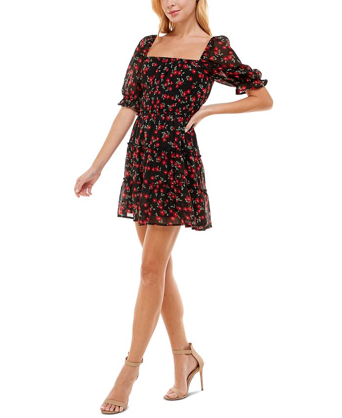 Trixxi Juniors' FloralPrint Tiered Dress & Reviews Dresses Juniors