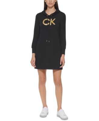 Calvin Klein - Embellished-Logo Hoodie Dress