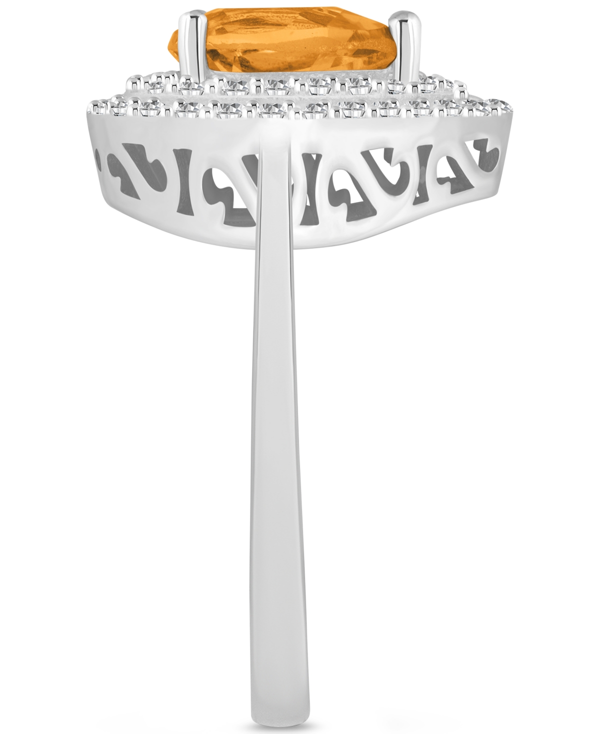 Rhodolite Garnet (1-1/10 ct. t.w.) & White Topaz (1/2 ct. t.w.) Teardrop Halo Ring in Sterling Silver (Also  Blue Topaz, Amethyst, & Perido