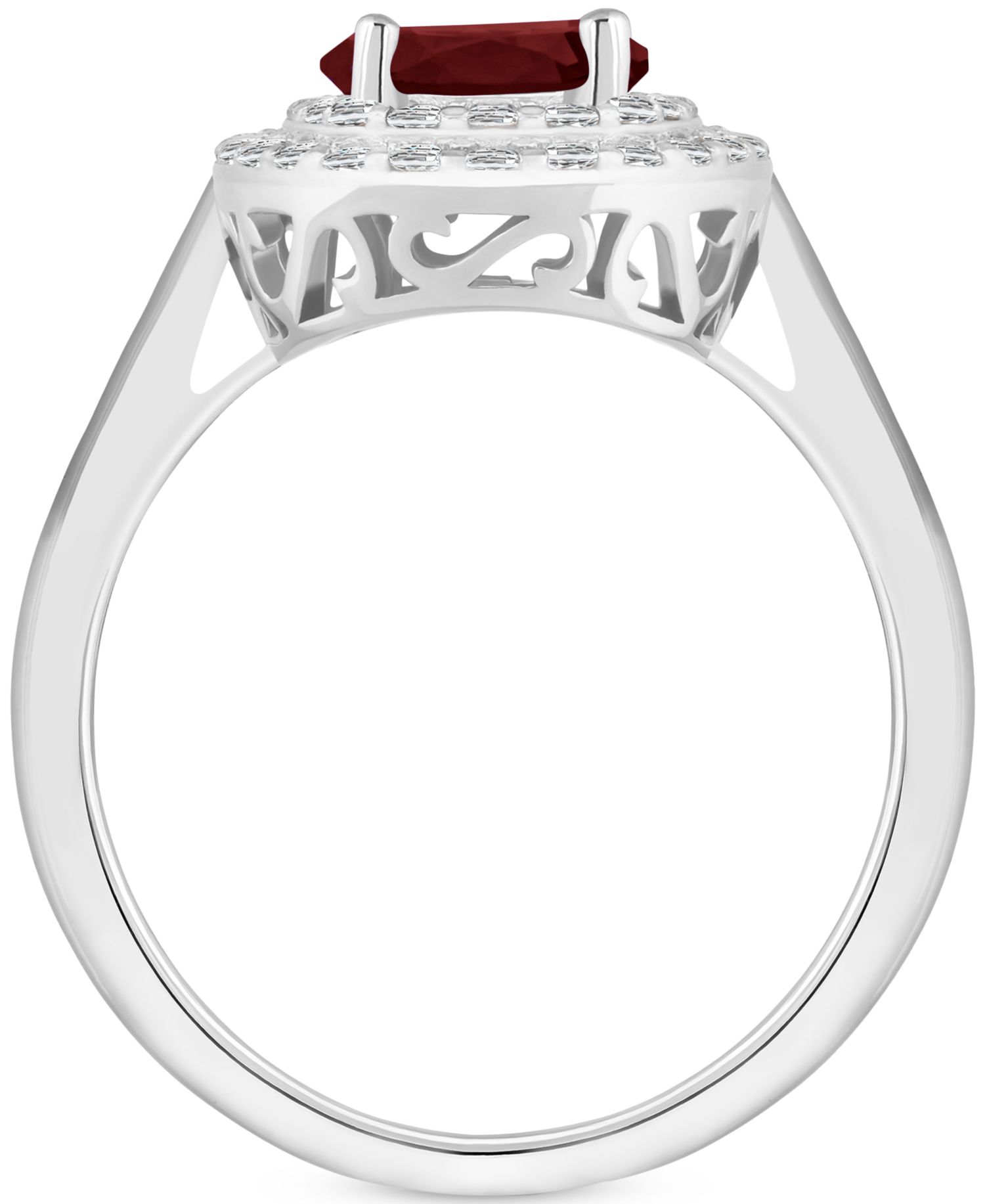 Rhodolite Garnet (1-5/8 ct. t.w.) & White Topaz (3/8 ct. t.w.) Double Halo Ring in Sterling Silver (Also in Citrine, Peridot, Amethyst, & Blue Topaz)