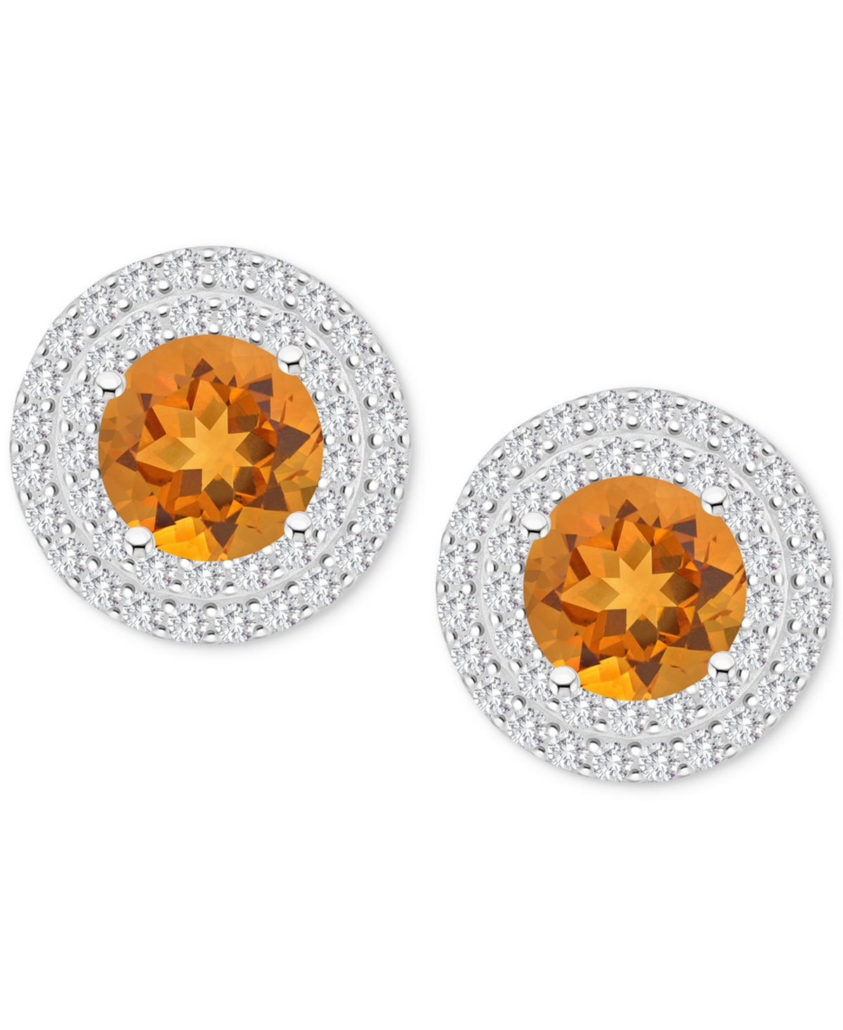 Rhodolite Garnet (3-1/3 ct. t.w.) & White Topaz (3/4 ct. t.w.) Stud Earrings in Sterling Silver (Also  Peridot, Blue Topaz, & Amethyst) - C