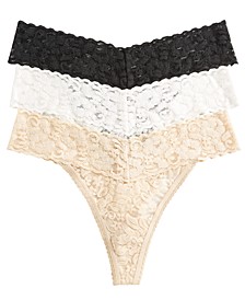 Women's 3-Pk. Lace Thong Underwear, Created for Macy's