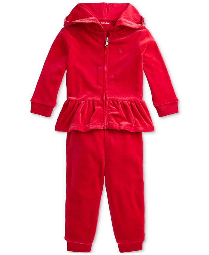 Polo Ralph Lauren Baby Girls Velour Hoodie & Jogger Pants Set - Macy's