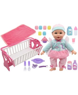 Little Darlings 2 in 1 Baby Doll Cradle and Carrier Play Set, 26 Piece