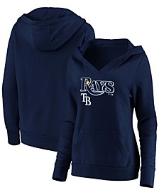 Plus Size Navy Tampa Bay Rays Core Team Lockup V-Neck Pullover Hoodie