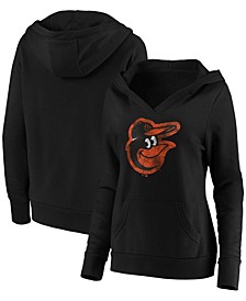 Plus Size Black Baltimore Orioles Core Team Crossover V-Neck Pullover Hoodie