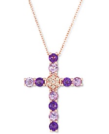 Amethyst (7/8 ct. t.w.) & Nude Diamond (1/20 ct. t.w.) 18" Pendant Necklace in 14k Rose Gold