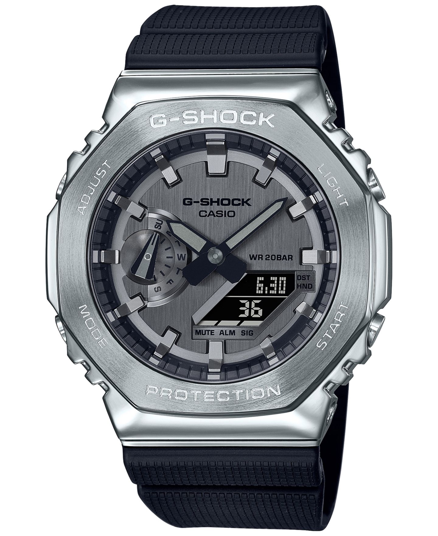 Мужские часы G-Shock Black & Silver-Tone Strap Watch 45.2mm — фото 1