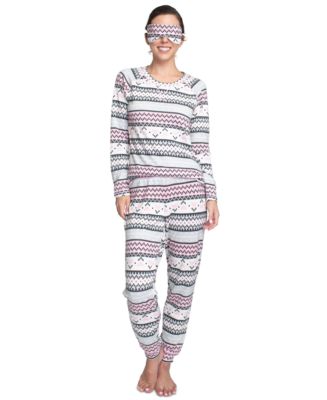 Muk Luks Plus Size Printed Hacci Pajamas & Sleep Mask Set - Macy's