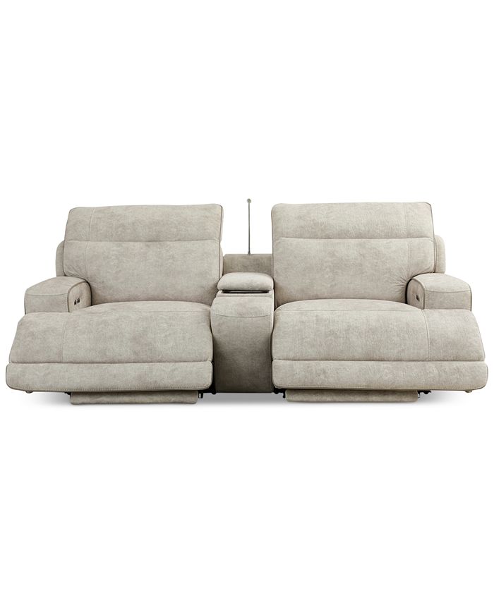 Furniture Sebaston 3Pc. Fabric Sofa with 2 Power Motion Recliners and