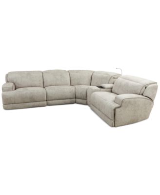 Sebaston 5-Pc. Fabric Sectional with 3 Power Motion Recliners and 1 USB Console, Created for Macy's