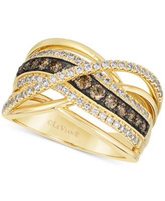 Le Vian - Nude Diamond (1/2 ct. t.w.) & Chocolate Diamond (1/2 ct. t.w.) Crossover Statement Ring in 14k Gold